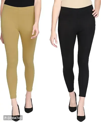 Fabulous Cotton Blend Solid Leggings For Women- Pack Of 2-thumb0