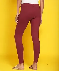 Fabulous Maroon Cotton Solid Ankle Length Leggings For Women-thumb2