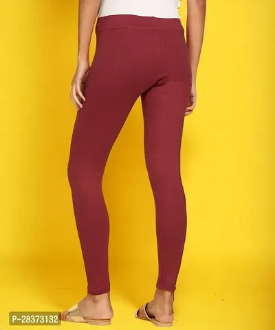 Fabulous Maroon Cotton Solid Ankle Length Leggings For Women-thumb3