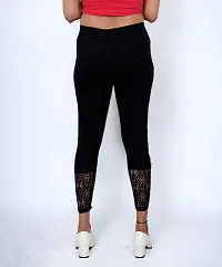 Stylish Black Cotton Solid Leggings For Women-thumb1