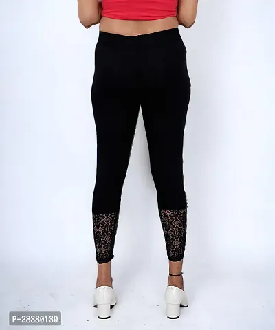 Stylish Black Cotton Solid Leggings For Women-thumb2