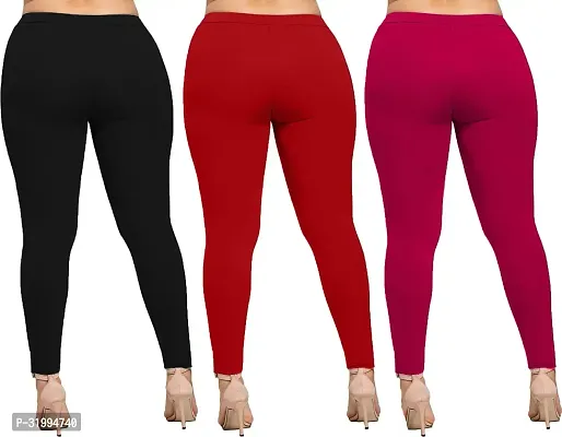 Fabulous Cotton Blend Solid Leggings For Women- Pack Of 3-thumb2