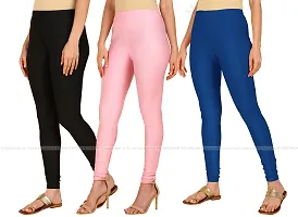 Fabulous Multicoloured Lycra Blend Solid Leggings For Women Pack Of 3-thumb1