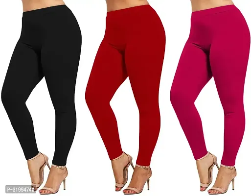 Fabulous Cotton Blend Solid Leggings For Women- Pack Of 3-thumb0