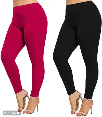 Fabulous Cotton Blend Solid Leggings For Women- Pack Of 2-thumb0