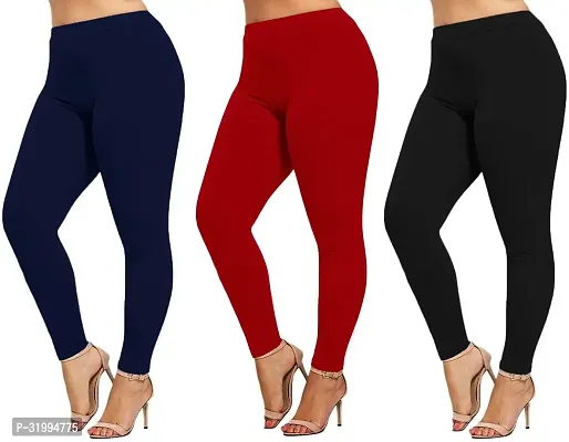 Fabulous Cotton Blend Solid Leggings For Women- Pack Of 3