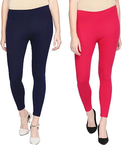 Stylish Satin Solid Leggings For Women - Pack Of 2