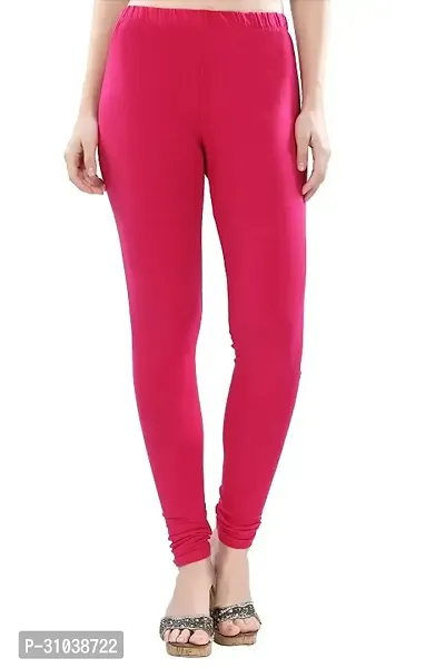 Stylish Pink Cotton Solid Leggings For Women