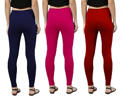 Stylish Multicoloured Cotton Solid Leggings For Women Pack Of 3-thumb2