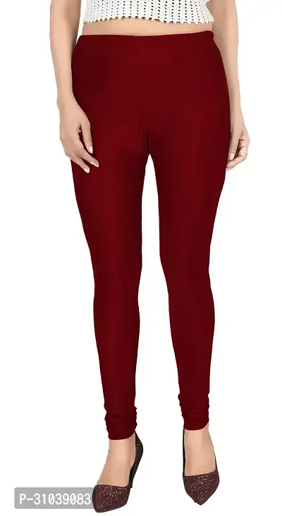 Stylish Maroon Lycra Solid Leggings For Women-thumb0