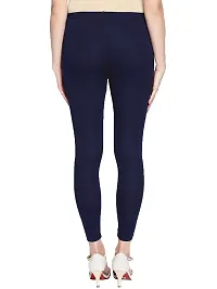 Stylish Blue Cotton Solid Leggings For Women-thumb2