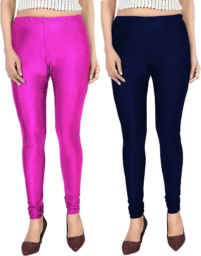 Stylish Silk Blend Leggings For Women - Pack Of 2