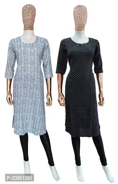 Elegant Printed Crepe Kurta For Women- Pack Of 2-thumb0