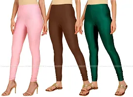 Fabulous Multicoloured Lycra Blend Solid Leggings For Women Pack Of 3-thumb1