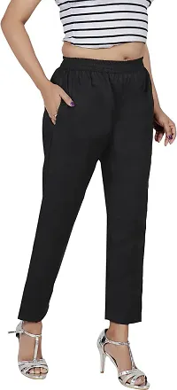 Elegant Black Cotton Blend Solid Ethnic Pant For Women-thumb2