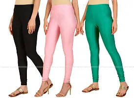 Fabulous Multicoloured Lycra Blend Solid Leggings For Women Pack Of 3-thumb1