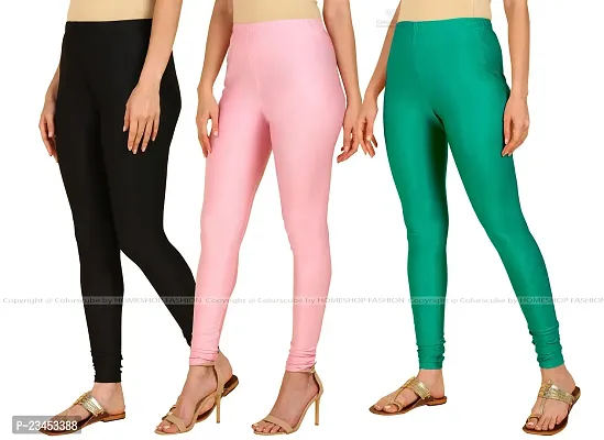 Fabulous Multicoloured Lycra Blend Solid Leggings For Women Pack Of 3-thumb2