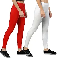 Stylish  Comfortable Cotton Ankle Length Women's Premium Cotton Stretchable Leggings with Rib for women Combo-thumb2