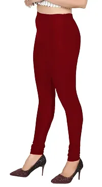 Stylish Maroon Lycra Solid Leggings For Women-thumb2