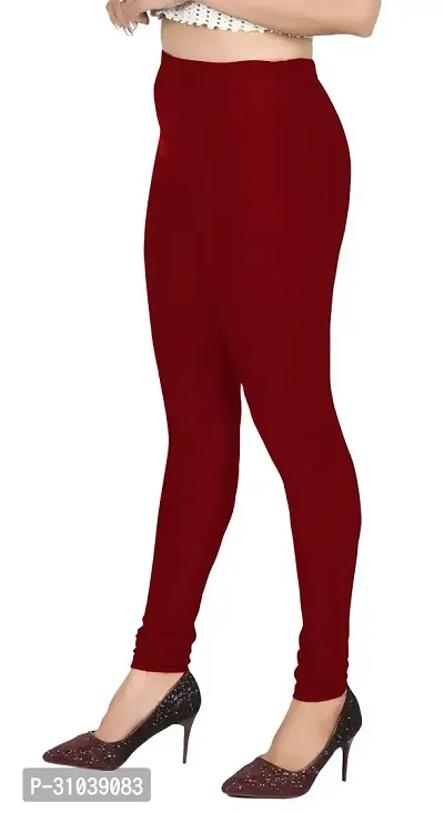 Stylish Maroon Lycra Solid Leggings For Women-thumb3