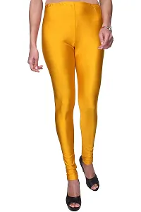 Stylish Yellow Satin Solid Leggings For Women-thumb1