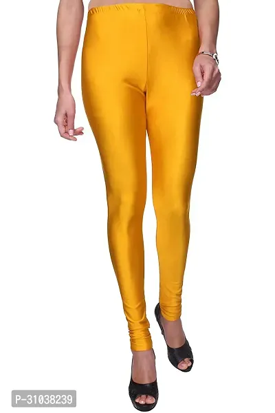 Stylish Yellow Satin Solid Leggings For Women-thumb2