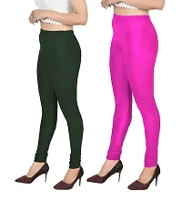 Stylish Multicoloured Lycra Solid Leggings For Women Pack Of 2-thumb2