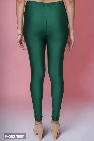 Fabulous Green Lycra Solid Leggings For Women-thumb2