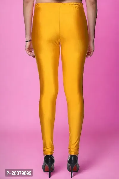 Fabulous Yellow Lycra Solid Leggings For Women-thumb2