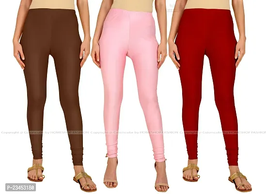 Fabulous Multicoloured Lycra Blend Solid Leggings For Women Pack Of 3