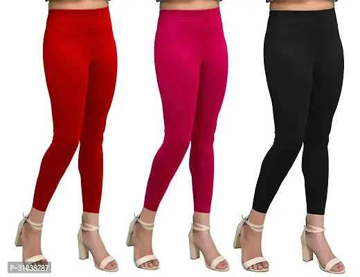 Stylish Multicoloured Cotton Solid Leggings For Women Pack Of 3-thumb0