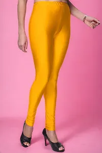 Fabulous Yellow Lycra Solid Leggings For Women-thumb2