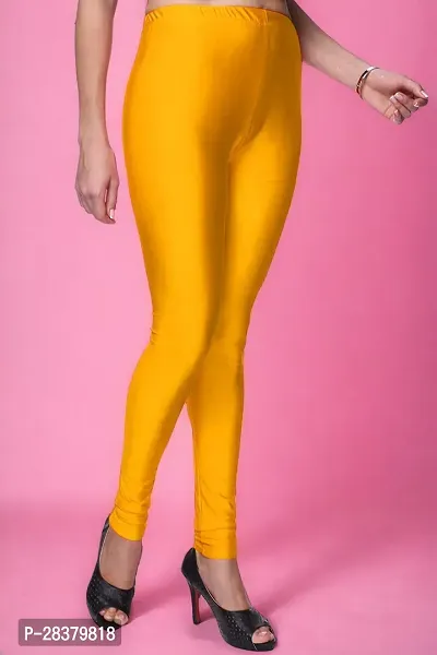 Fabulous Yellow Lycra Solid Leggings For Women-thumb3