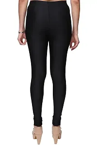 Stylish Black Satin Solid Leggings For Women-thumb2