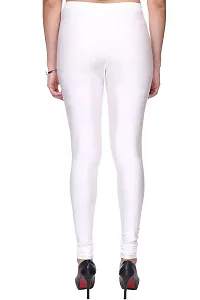 Stylish White Satin Solid Leggings For Women-thumb2