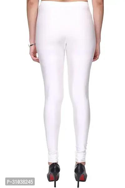 Stylish White Satin Solid Leggings For Women-thumb3