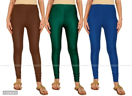 Fabulous Multicoloured Lycra Blend Solid Leggings For Women Pack Of 3