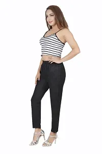 Stylish Black Cotton Blend Solid Ethnic Pants For Women-thumb3