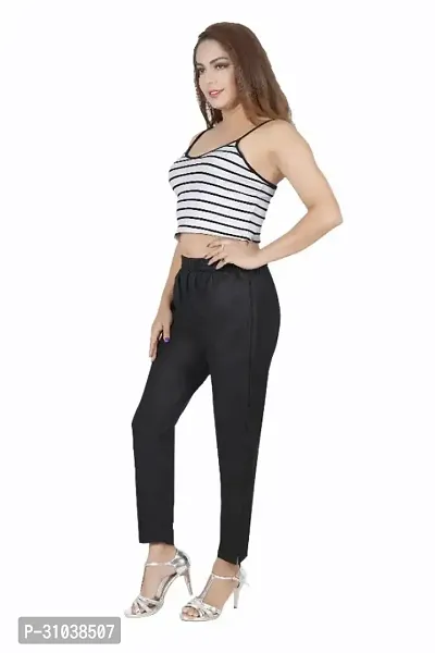 Stylish Black Cotton Blend Solid Ethnic Pants For Women-thumb4