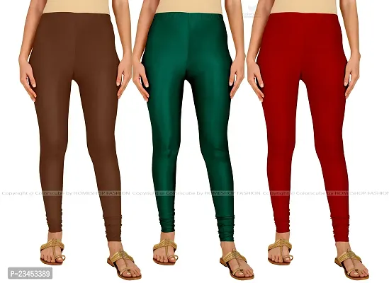 Fabulous Multicoloured Lycra Blend Solid Leggings For Women Pack Of 3-thumb0