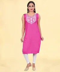 Stylish Pink Cotton Silk Embroidered Kurti For Women-thumb2