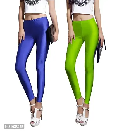 Stylish Multicoloured Satin Solid Leggings For Women Pack Of 2-thumb0