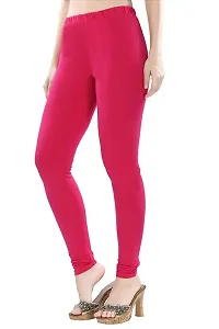 Stylish Pink Cotton Solid Leggings For Women-thumb1