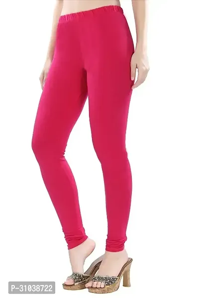 Stylish Pink Cotton Solid Leggings For Women-thumb2