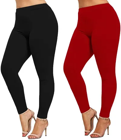 Stylish Cotton Blend Leggings For Women - Pack Of 2