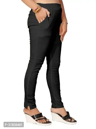 Stylish Black Cotton Slub Solid Ethnic Pants For Women-thumb0