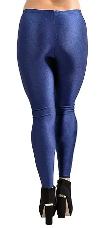 Fabulous Navy Blue Satin Leggings For Women-thumb2