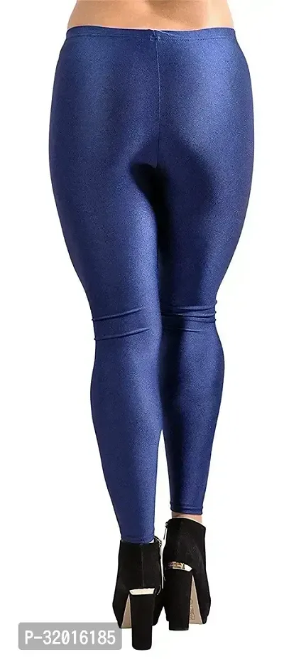 Fabulous Navy Blue Satin Leggings For Women-thumb3