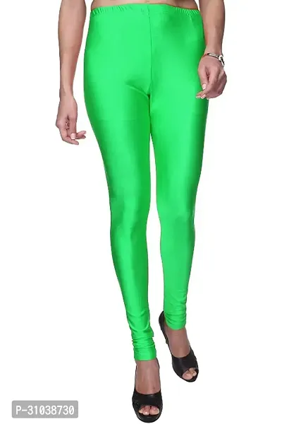 Stylish Green Poly Lycra Solid Leggings For Women