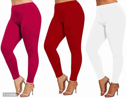 Stylish  Comfortable Cotton Ankle Length Women's Premium Cotton Stretchable Leggings with Rib for women Combo